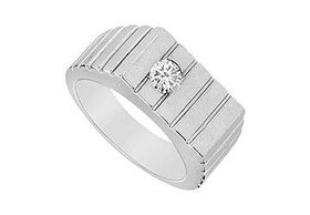 Mens Diamond Ring : 14K White Gold - 0.50 CT Diamonds - Ring Size 9.0mens 