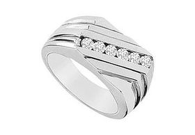 Mens Diamond Ring : 14K White Gold - 0.50 CT Diamonds - Ring Size 9.0