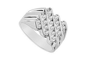 Mens Diamond Ring : 14K White Gold - 1.00 CT Diamonds - Ring Size 9.5