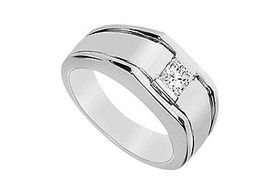 Mens Diamond Ring : 14K White Gold - 0.50 CT Diamonds - Ring Size 9.5