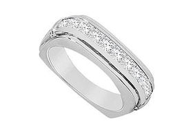 Square Mens Diamond Ring : 14K White Gold - 1.55 CT Diamonds - Ring Size 9.5