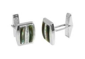 Mens CZ Sterling Silver Cufflinks