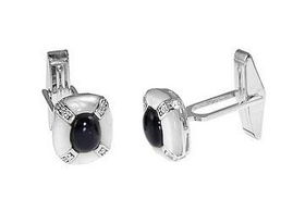 Onyx, Pearl and CZ Sterling Silver Cufflinksonyx 