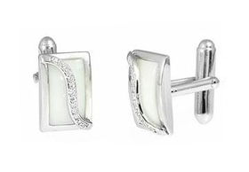 Mens CZ Sterling Silver Cufflinks