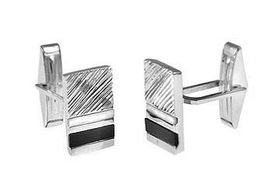 Mens Onyx Sterling Silver Cufflinks