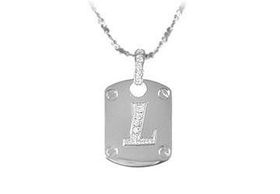 Dog Tag L CZ Sterling Silver Pendantdog 