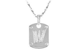 Dog Tag W CZ Sterling Silver Pendant