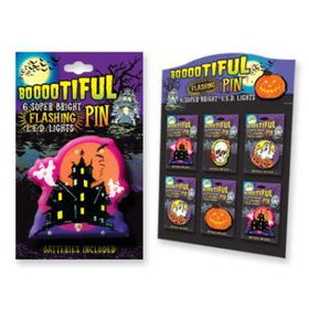 Boootiful Halloween Flashing Pins With Display Case Pack 48boootiful 