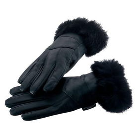 Giovanni Navarre&reg; Solid Genuine Leather Gloves Trimmed with Genuine Rabbit Furgiovanni 