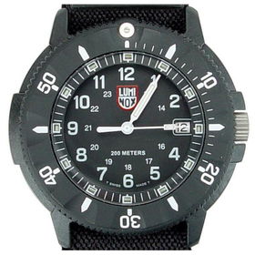 Navy Seal II Dive Watch, Black Dial, Logo Nylon Strapnavy 