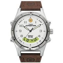 Expedition Combo, White Dial, Indiglo, Brown Leather Strapexpedition 