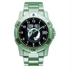 Sport Watch, Chrome, Military, POW/MIA w/Date, Metal Bandsport 