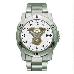 Sport Watch, Chrome, Biker, V-Twin w/Date, Metal Bndsport 