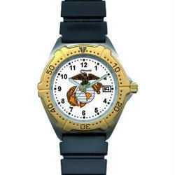 Sport Watch, Chrome, U.S.Marine, Ladies, 2-Tone, Rubber Bdsport 