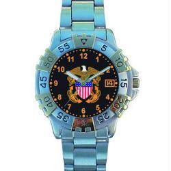 Sport Watch, Chrome, U.S. Navy, 2-Tone, Metal Bandsport 