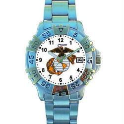 Sport Watch, Chrome, U.S. Marine Corps, 2-Tone, Metal Bandsport 