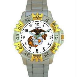 Sport Watch, Chrome, U.S.Marine, Ladies, 2-Tone, Metal Bndsport 