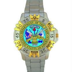 Sport Watch, Chrome, U.S. Army, 2-Tone, Metal Bandsport 
