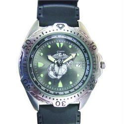 Sport Watch, Rugged, Chrome, US Marine, Blk Face, Rubber Bdsport 