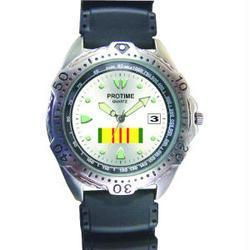 Sport Watch, Rugged, Chrome, Vietnam Ribbon, Rubber Bandsport 