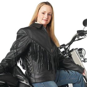 Diamond Plate&trade; Ladies&apos; Solid Genuine Leather Motorcycle Jacket (2X)