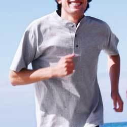 Anvil cotton deluxe henley short sleeve Color: ASH LGanvil 