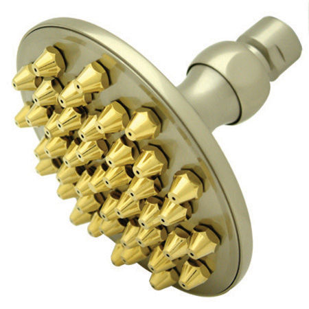 Kingston Brass 4 3/4 in. Diameter Brass Shower Head K134A9, Satin Nickel with Polished Brass Accents