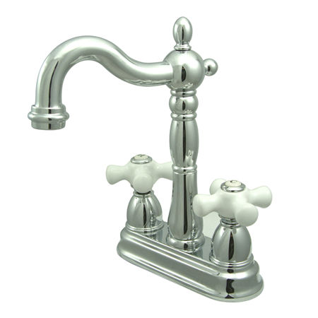 Kingston Brass Two Handle 4 in. Centerset Bar Faucet KB1491PX, Chrome