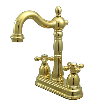 Kingston Brass Two Handle 4 in. Centerset Bar Faucet KB1492AX, Polished Brass
