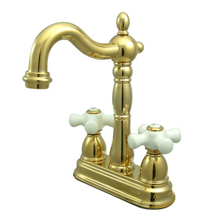 Kingston Brass Two Handle 4 in. Centerset Bar Faucet KB1492PX, Polished Brass