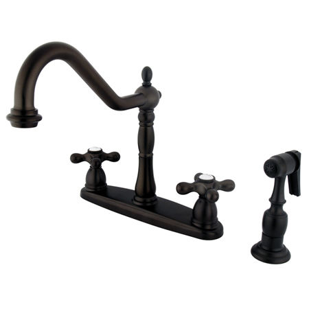 Kingston Brass Two Handle Centerset Deck Mount Kitchen Faucet with Brass Side Spray KB1755AXBS, Oil Rubbed Bronze