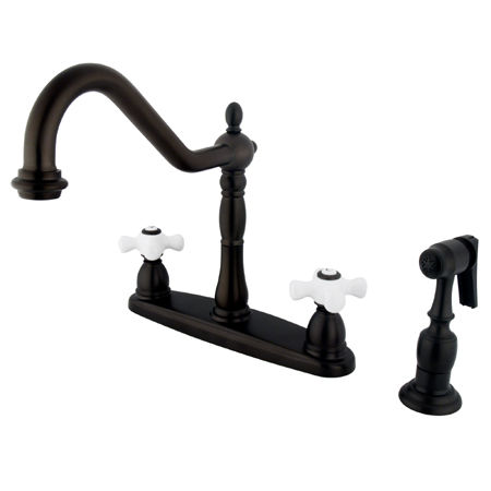 Kingston Brass Two Handle Centerset Deck Mount Kitchen Faucet with Brass Side Spray KB1755PXBS, Oil Rubbed Bronze