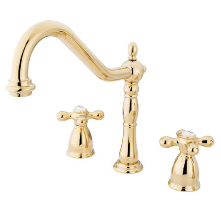 Kingston Brass Two Handle Widespread Deck Mount Kitchen Faucet KB1792AXLS, Polished Brasskingston 