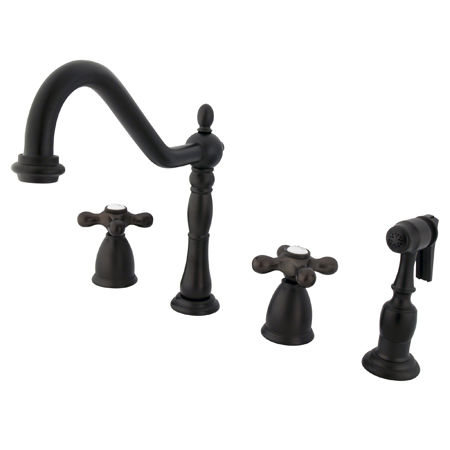 Kingston Brass Two Handle Widespread Deck Mount Kitchen Faucet with Brass Side Spray KB1795AXBS, Oil Rubbed Bronzekingston 