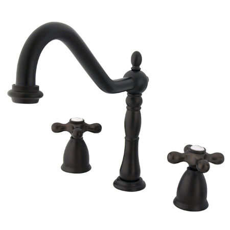 Kingston Brass Two Handle Widespread Deck Mount Kitchen Faucet KB1795AXLS, Oil Rubbed Bronze