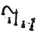 Kingston Brass Two Handle Widespread Deck Mount Kitchen Faucet with Brass Side Spray KB1795PLBS, Oil Rubbed Bronze
