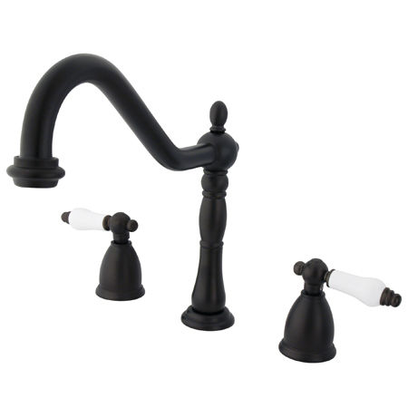 Kingston Brass Two Handle Widespread Deck Mount Kitchen Faucet KB1795PLLS, Oil Rubbed Bronze