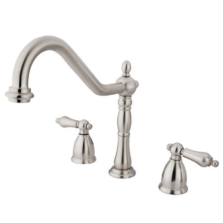 Kingston Brass Two Handle Widespread Deck Mount Kitchen Faucet KB1798ALLS, Satin Nickel