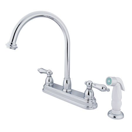 Kingston Brass Two Handle Centerset Deck Mount Kitchen Faucet with Side Spray KB3751AL, Chrome
