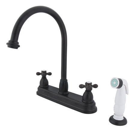 Kingston Brass Two Handle Centerset Deck Mount Kitchen Faucet with Side Spray KB3755AX, Oil Rubbed Bronze