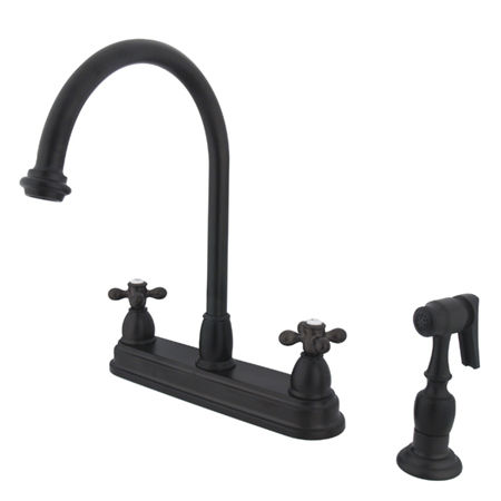 Kingston Brass Two Handle Centerset Deck Mount Kitchen Faucet with Brass Side Spray KB3755AXBS, Oil Rubbed Bronzekingston 