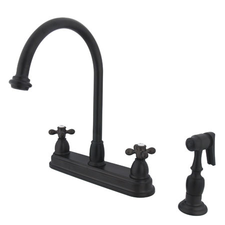 Kingston Brass Two Handle Centerset Deck Mount Kitchen Faucet with Brass Side Spray KB3755AXBS, Oil Rubbed Bronze