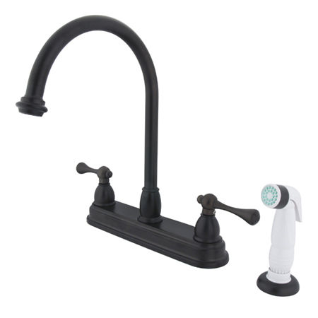 Kingston Brass Two Handle Centerset Deck Mount Kitchen Faucet with Side Spray KB3755BL, Oil Rubbed Bronze
