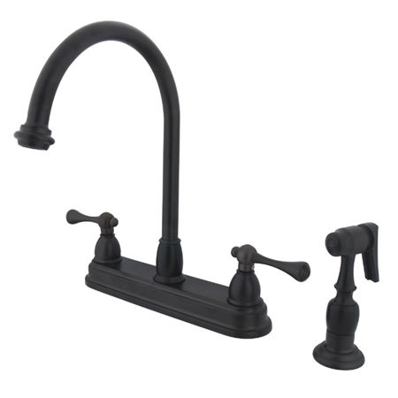 Kingston Brass Two Handle Centerset Deck Mount Kitchen Faucet with Brass Side Spray KB3755BLBS, Oil Rubbed Bronzekingston 