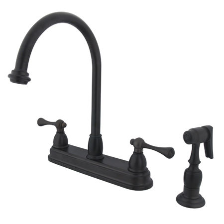 Kingston Brass Two Handle Centerset Deck Mount Kitchen Faucet with Brass Side Spray KB3755BLBS, Oil Rubbed Bronze