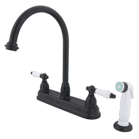 Kingston Brass Two Handle Centerset Deck Mount Kitchen Faucet with Side Spray KB3755PL, Oil Rubbed Bronze