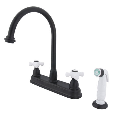 Kingston Brass Two Handle Centerset Deck Mount Kitchen Faucet with Side Spray KB3755PX, Oil Rubbed Bronzekingston 