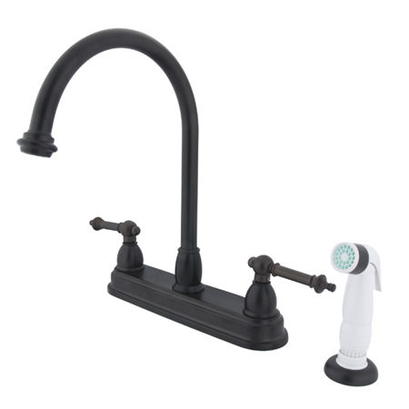 Kingston Brass Two Handle Centerset Deck Mount Kitchen Faucet with Side Spray KB3755TL, Oil Rubbed Bronzekingston 