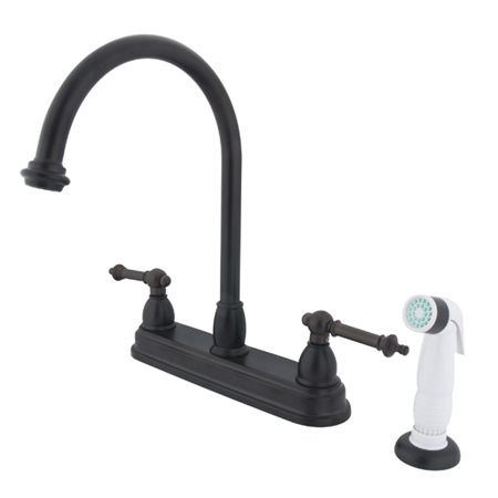 Kingston Brass Two Handle Centerset Deck Mount Kitchen Faucet with Side Spray KB3755TL, Oil Rubbed Bronze