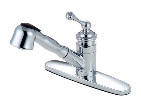 Kingston Brass Mono Deck Mount Kitchen Faucet KB3891BL, Chrome